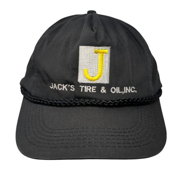 Jack's Tire & Oil, Inc. Slideback 5 Panel Cap Black One Size Adjustable Rope HTT - Picture 1 of 9